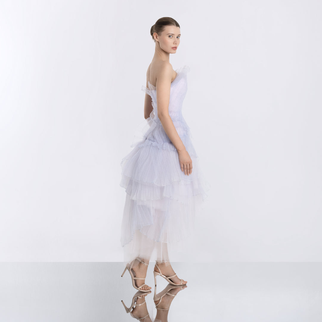 Romantic Moonrise organza tulle dress in motion, perfect for weddings, galas, and formal occasions